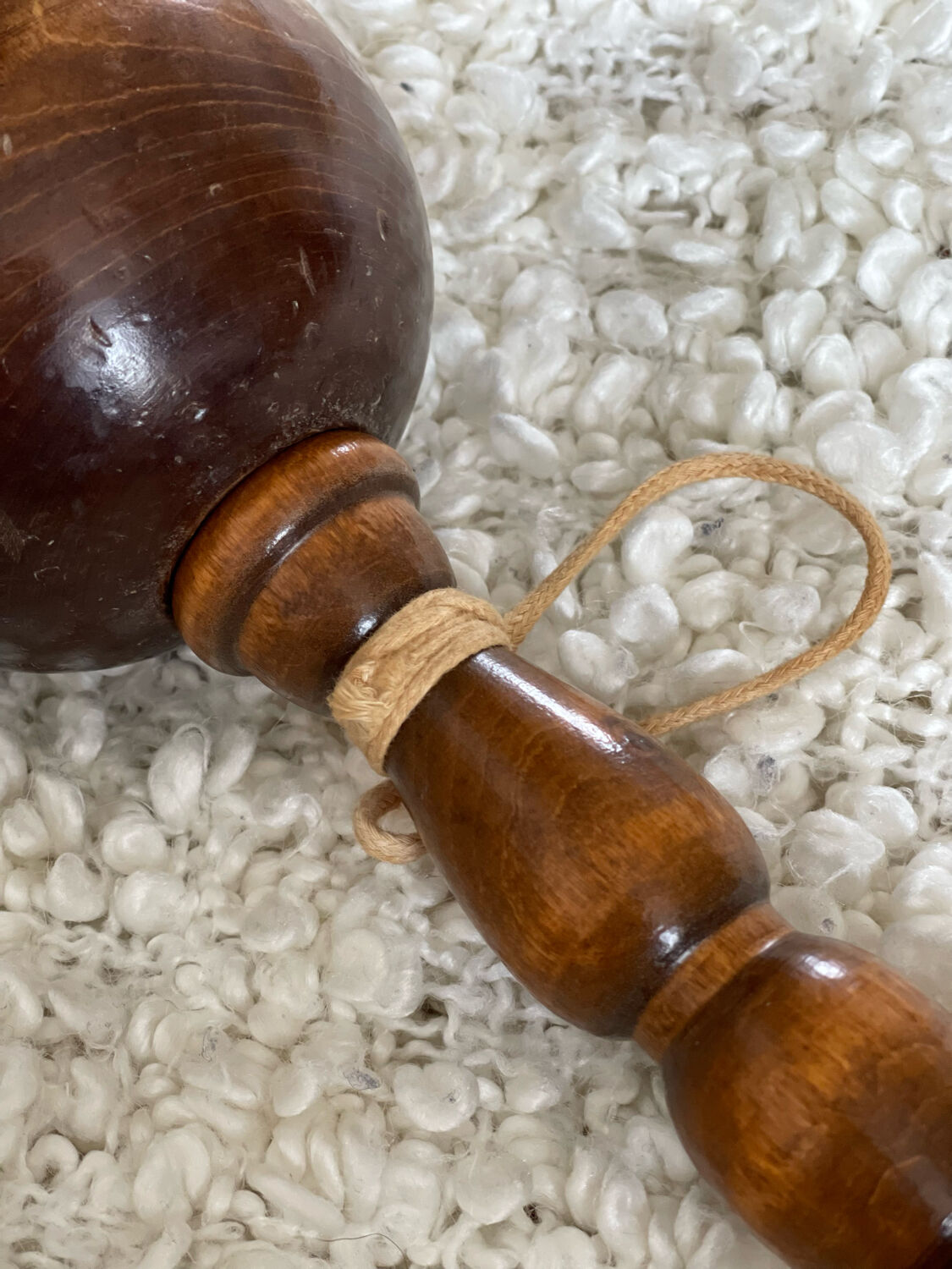 Old bilboquet in turned wood