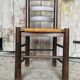 Set of 4 antique chairs georges robert brutalist wood + straw seat