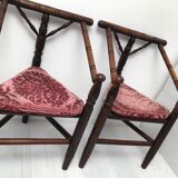 Pair of antique English triangular armchairs 1900s