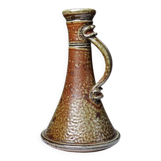 Vintage candlestick or soliflore in glazed stoneware signed Le Don.