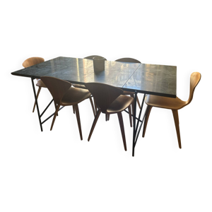 ensemble table non extensible - chaises