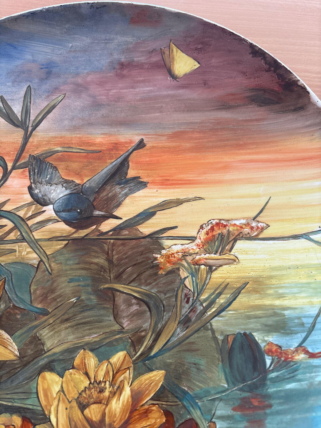 Round plate Montereau painted and signed L Pierson 1887