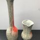 Pair Of Old Vase Ceramics Orange Orange 70s Vintage