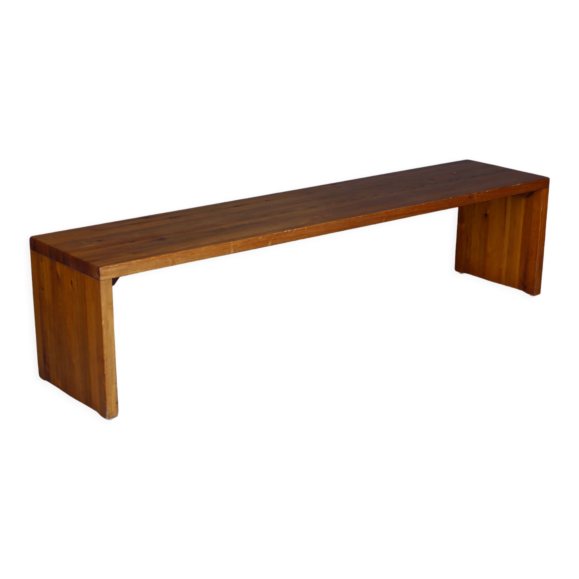 Vintage Scandinavian long pine bench. 1960s