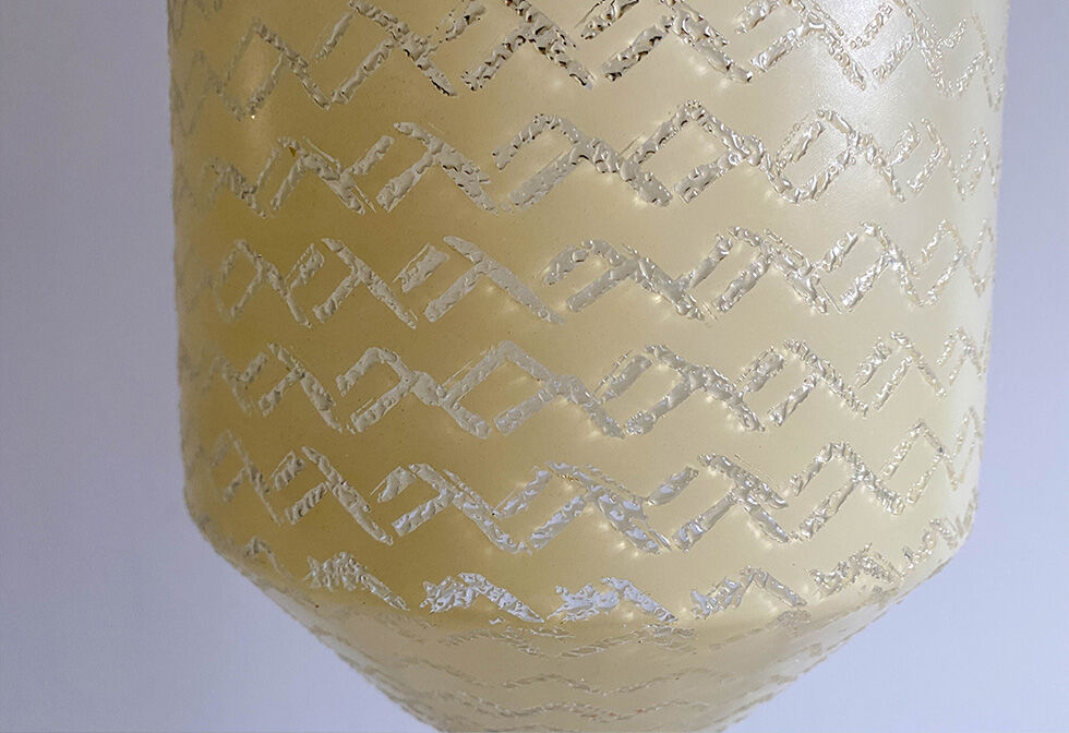 Hanging lamp yellow globe chiseled