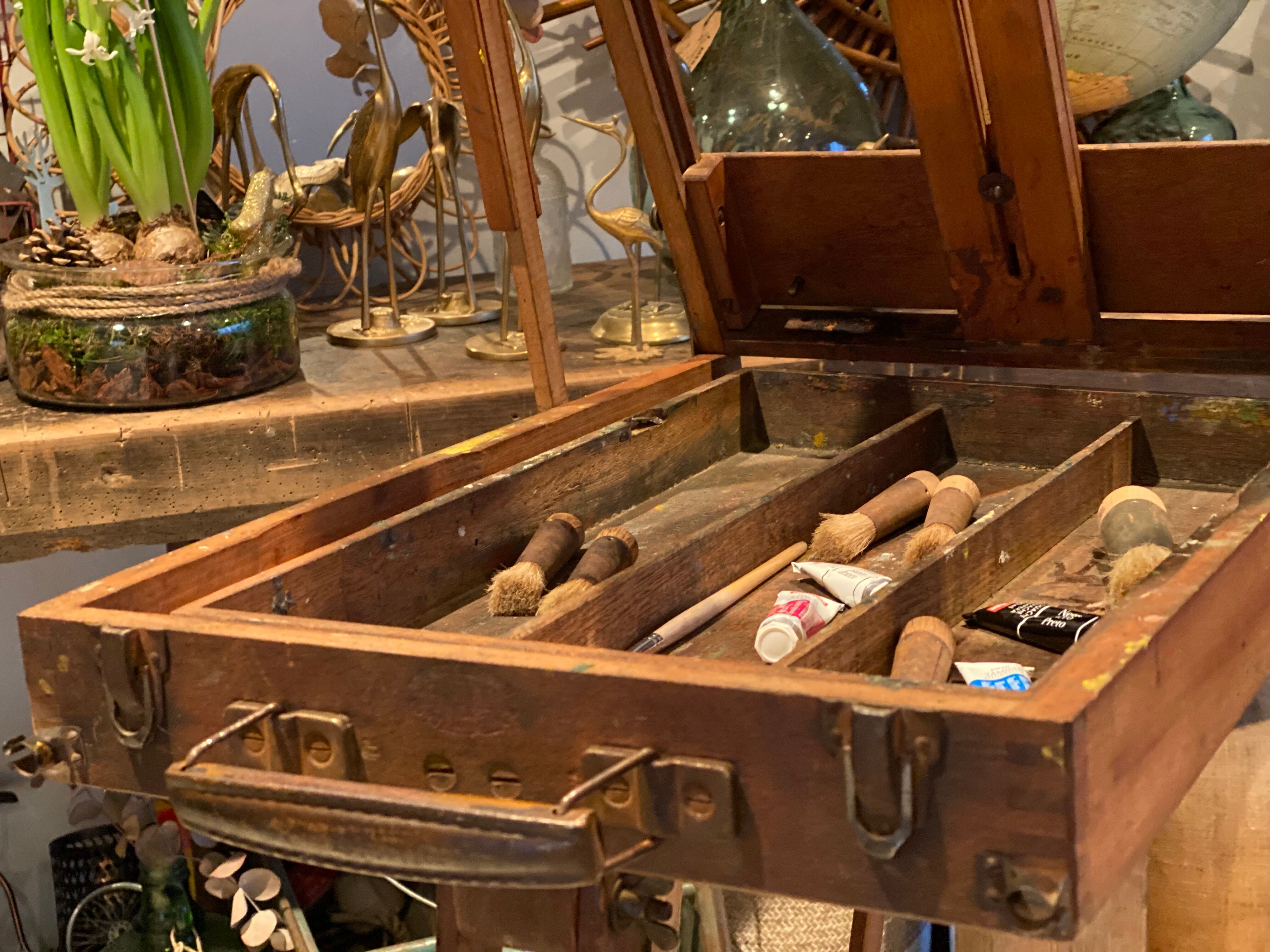 Old collapsible wooden painter's easel