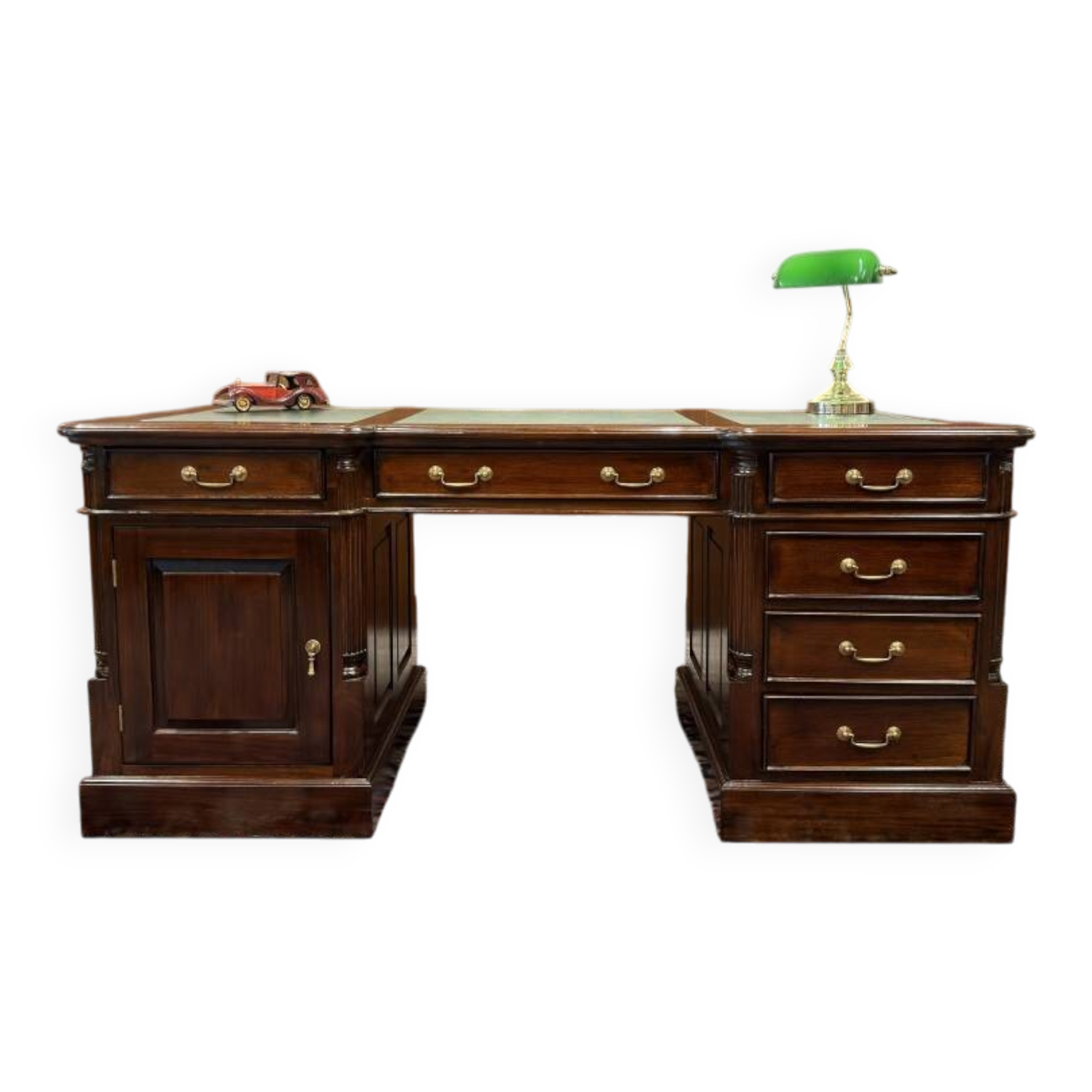 Classic English Desk with Green Inlay