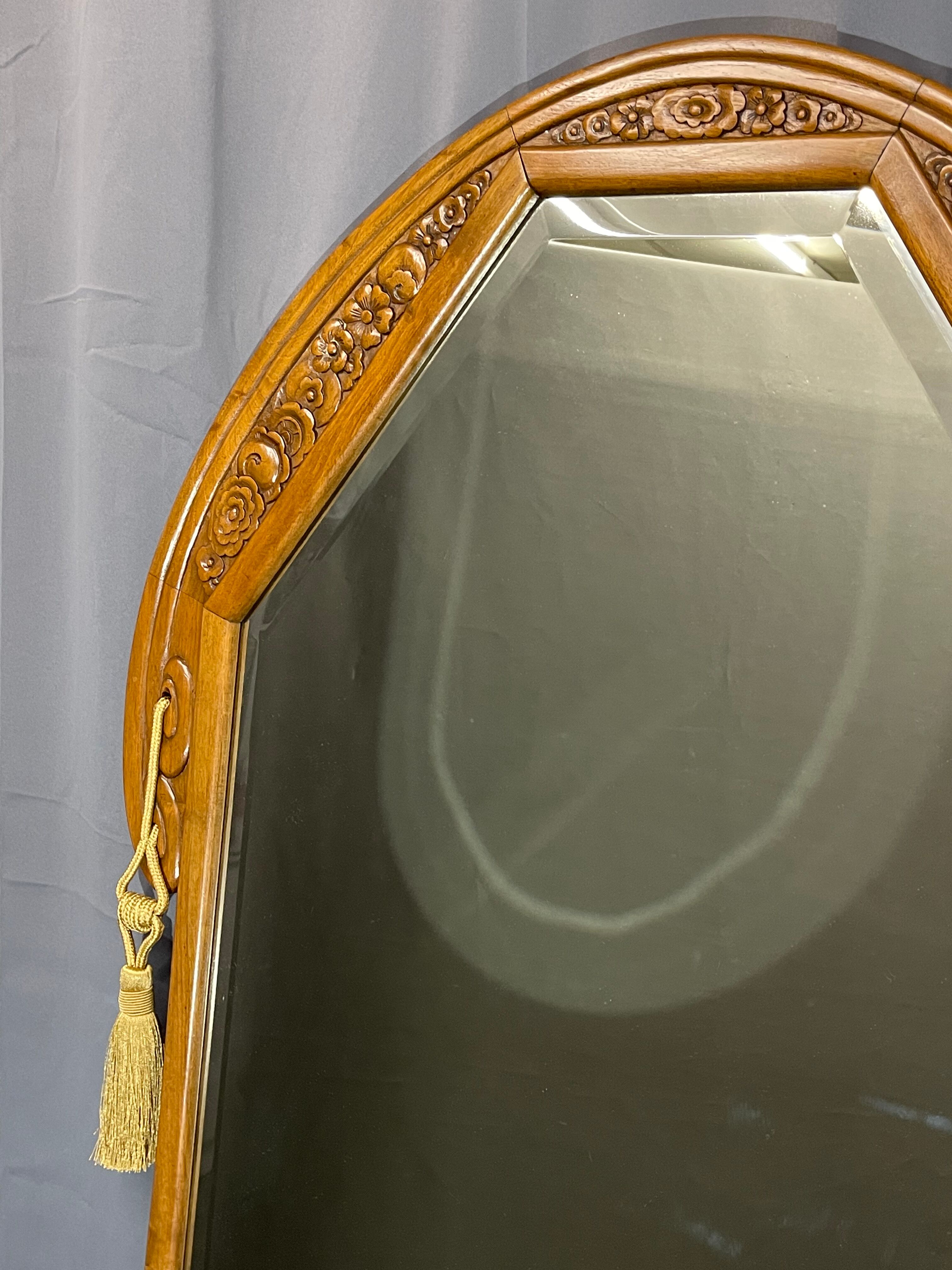 High mirror 118x78 art deco era solid walnut