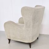Ivory Lounge Chair with Ottoman in the Style of Gio Ponti, Italy