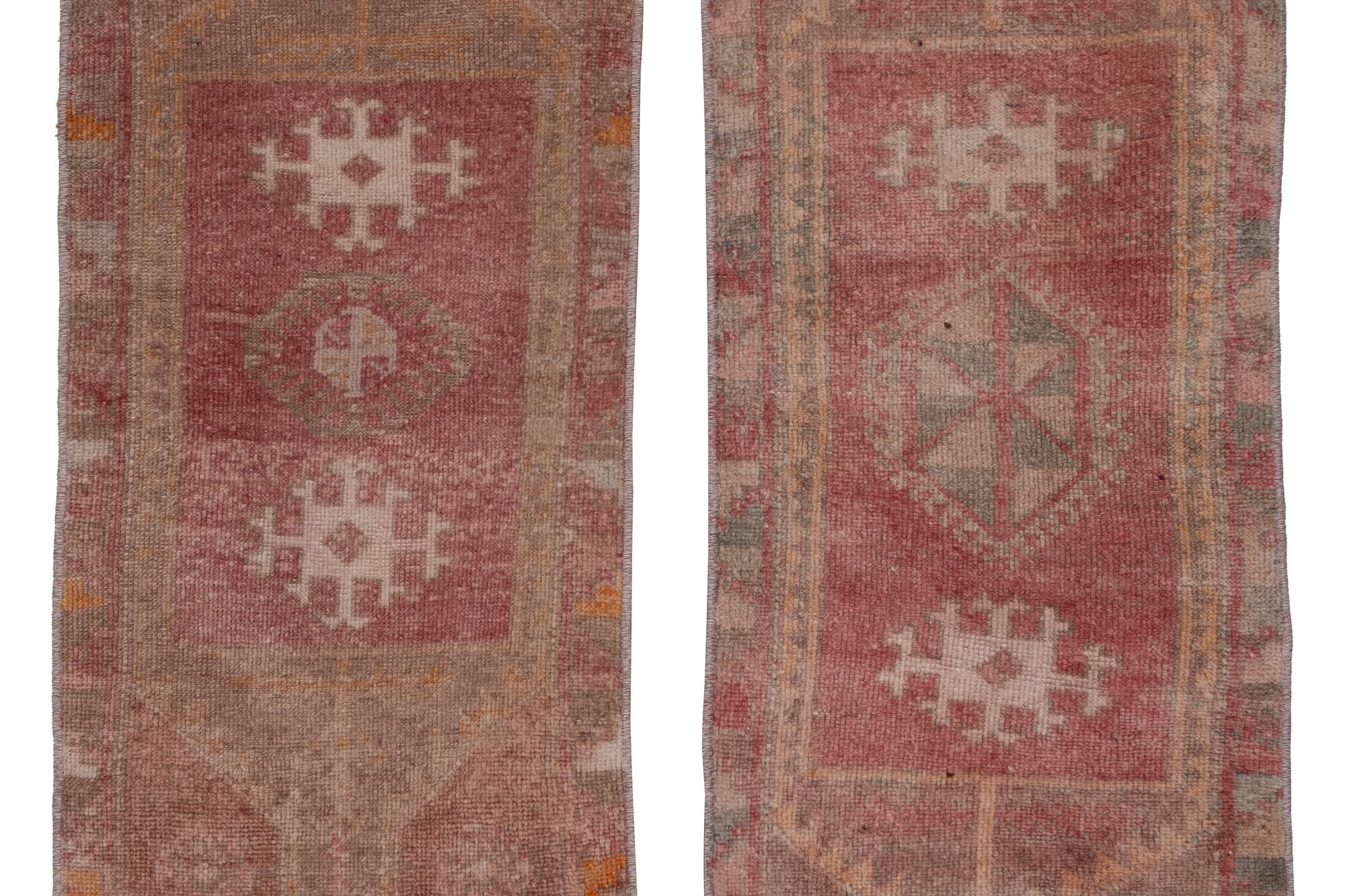 Set of 2 turkish rugs, 1970s, 44 x 102 - 44 x 94 cm