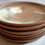 lot 6 assiettes plates grès artisanal