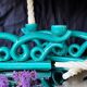 Set of 2 turquoise enamelled ceramic candle holders