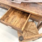 Authentic French farmhouse table from 1890 in solid oak with two drawers.
