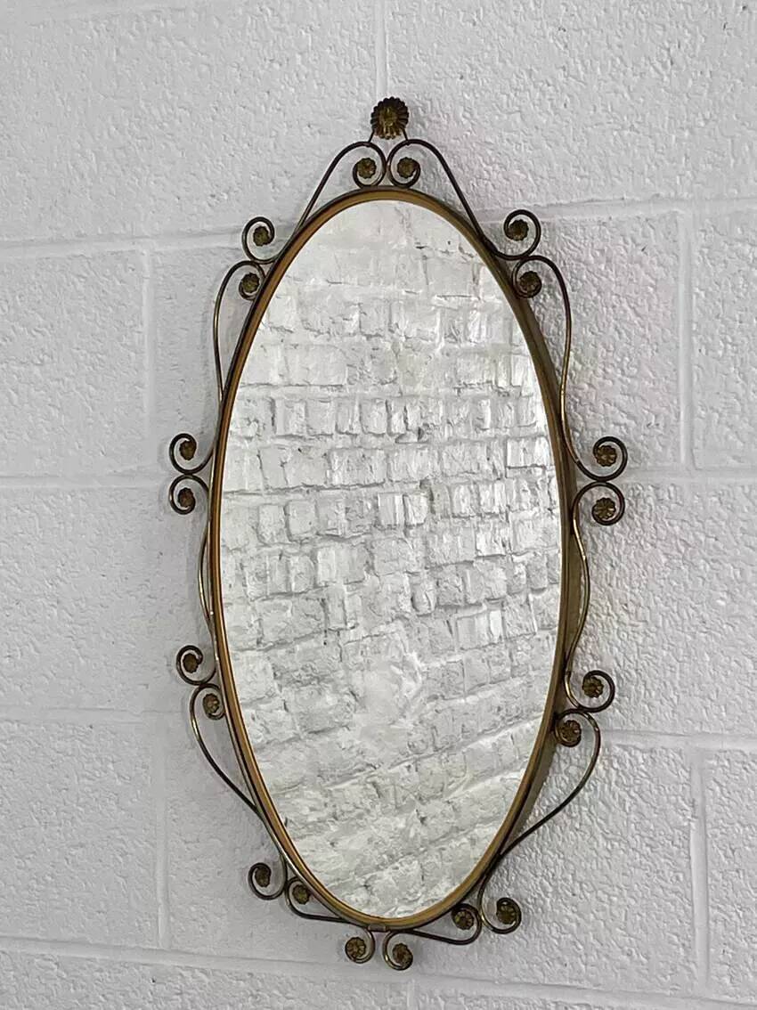 50s oval brass mirror