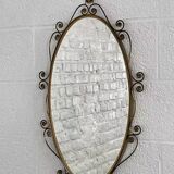 50s oval brass mirror
