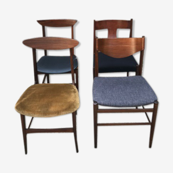 Lot de 4 chaises des années 60