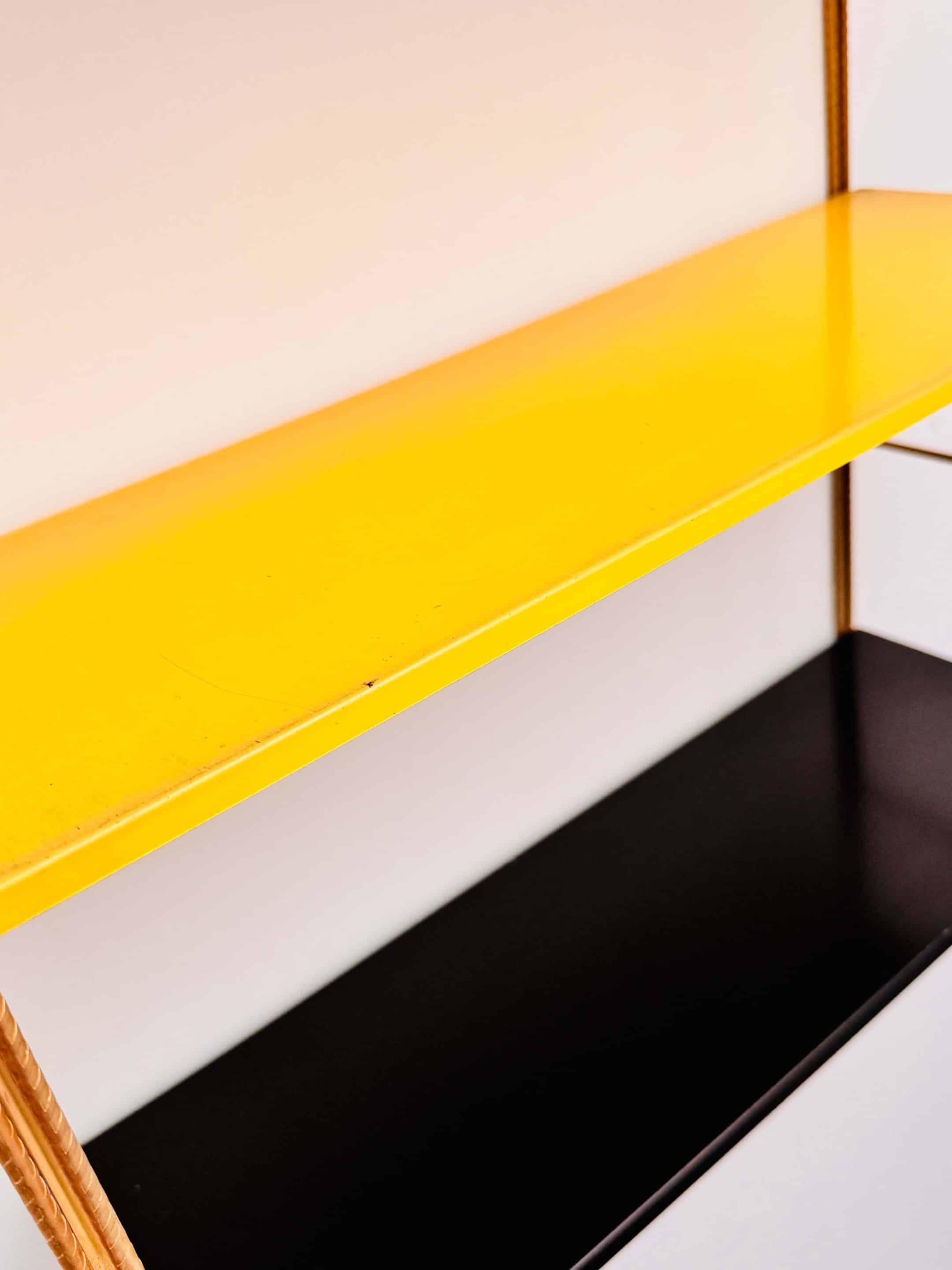 Vintage metal string shelf, around 1960.