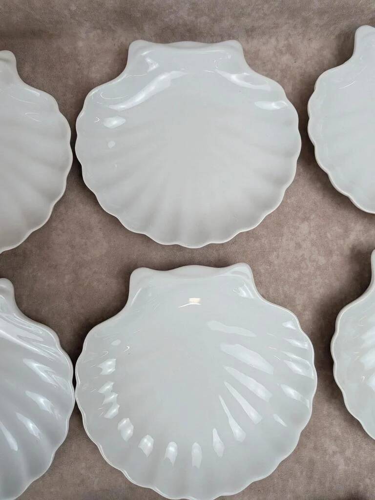 Set of 8 scallop shell plates