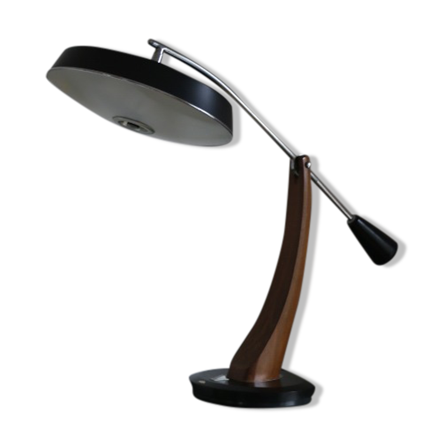 Fase black desk lamp from the 50s with reflector