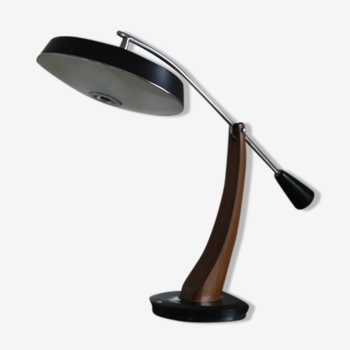 Fase black desk lamp from the 50s with reflector