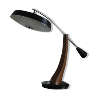 Lampe de bureau Fase noire années 50 avec réflecteur