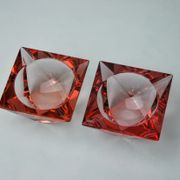 Duo of pink faceted ashtrays by Seguso, murano, italy, 1970