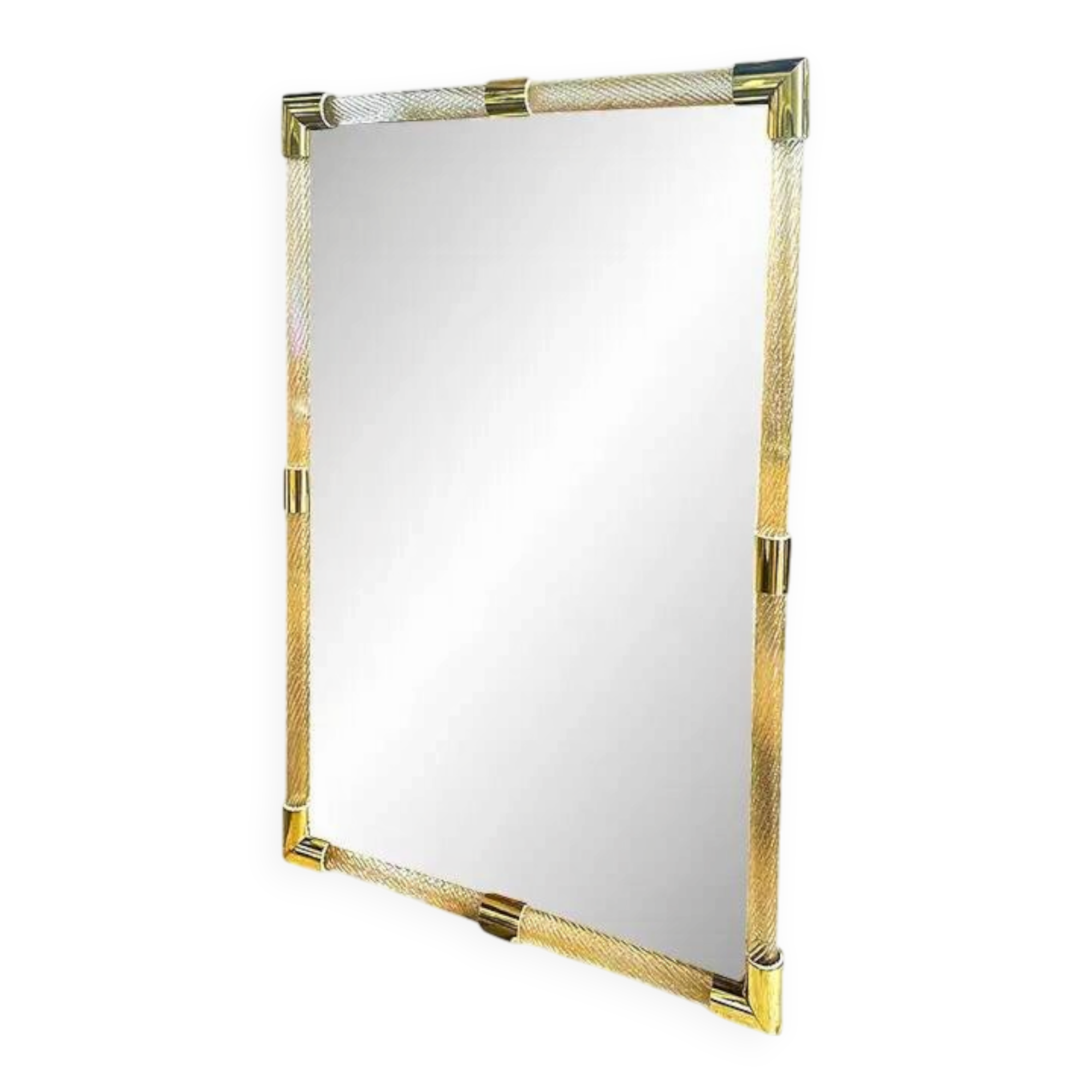 Grand Venetian Murano Glass Mirror with Twisted Torchon Frame