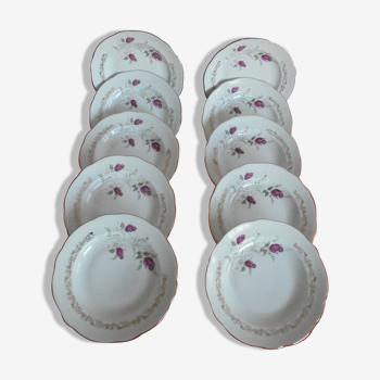 Lot 10 assiettes creuses porcelaine Chauvigny