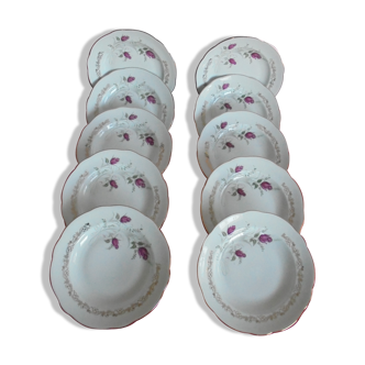 Lot 10 hollow plates porcelain Chauvigny