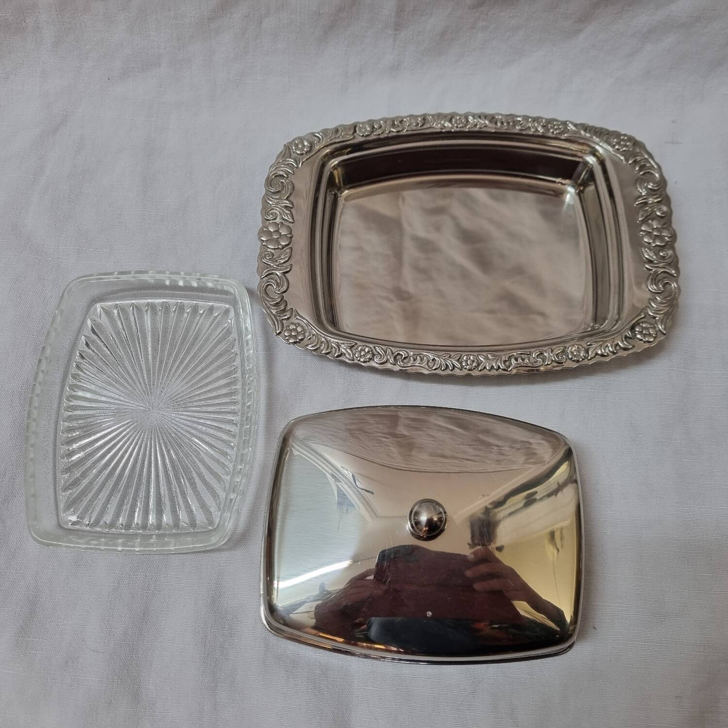 Silver butter dish