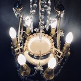 Lustre 6 lights in Crystal, Bronze, and Earthenware