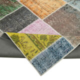 Handwoven Anatolian Contemporary 205 cm x 301 cm Multicolor Patchwork Carpet