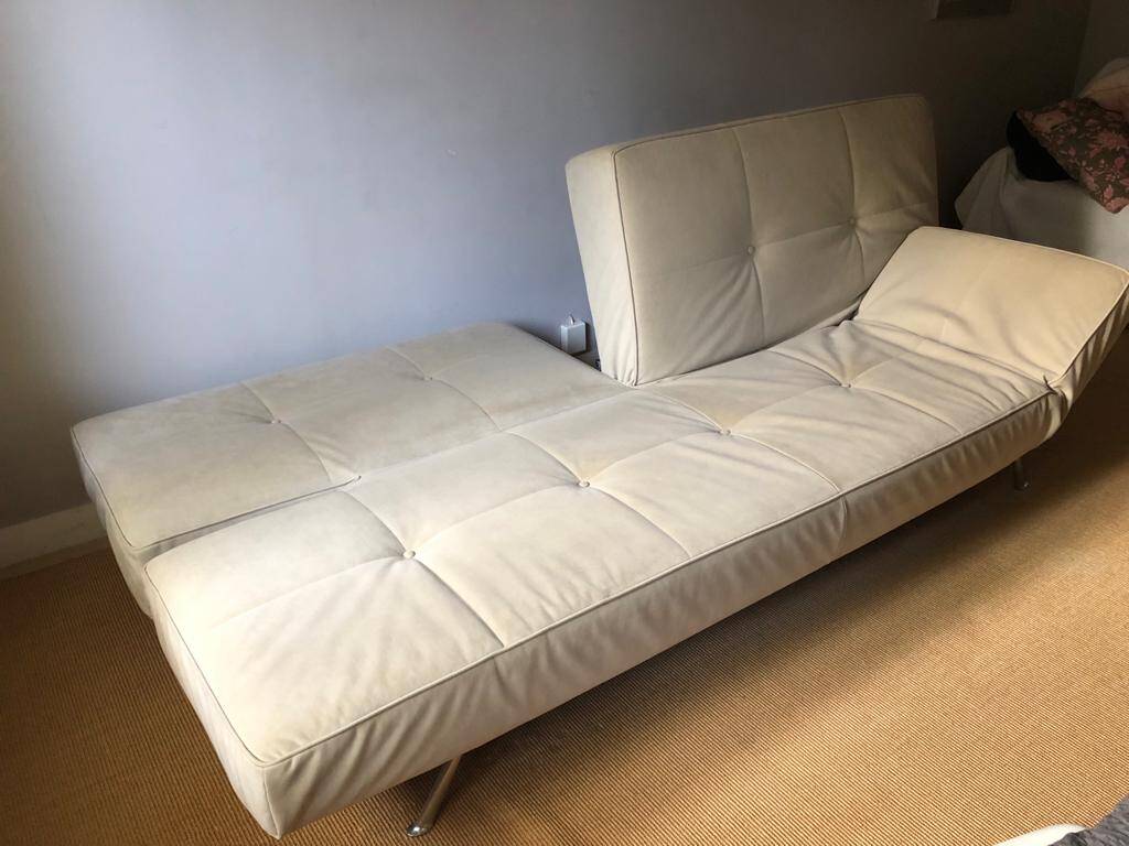 Cinna Smala 4 seater convertible sofa in beige alcantara