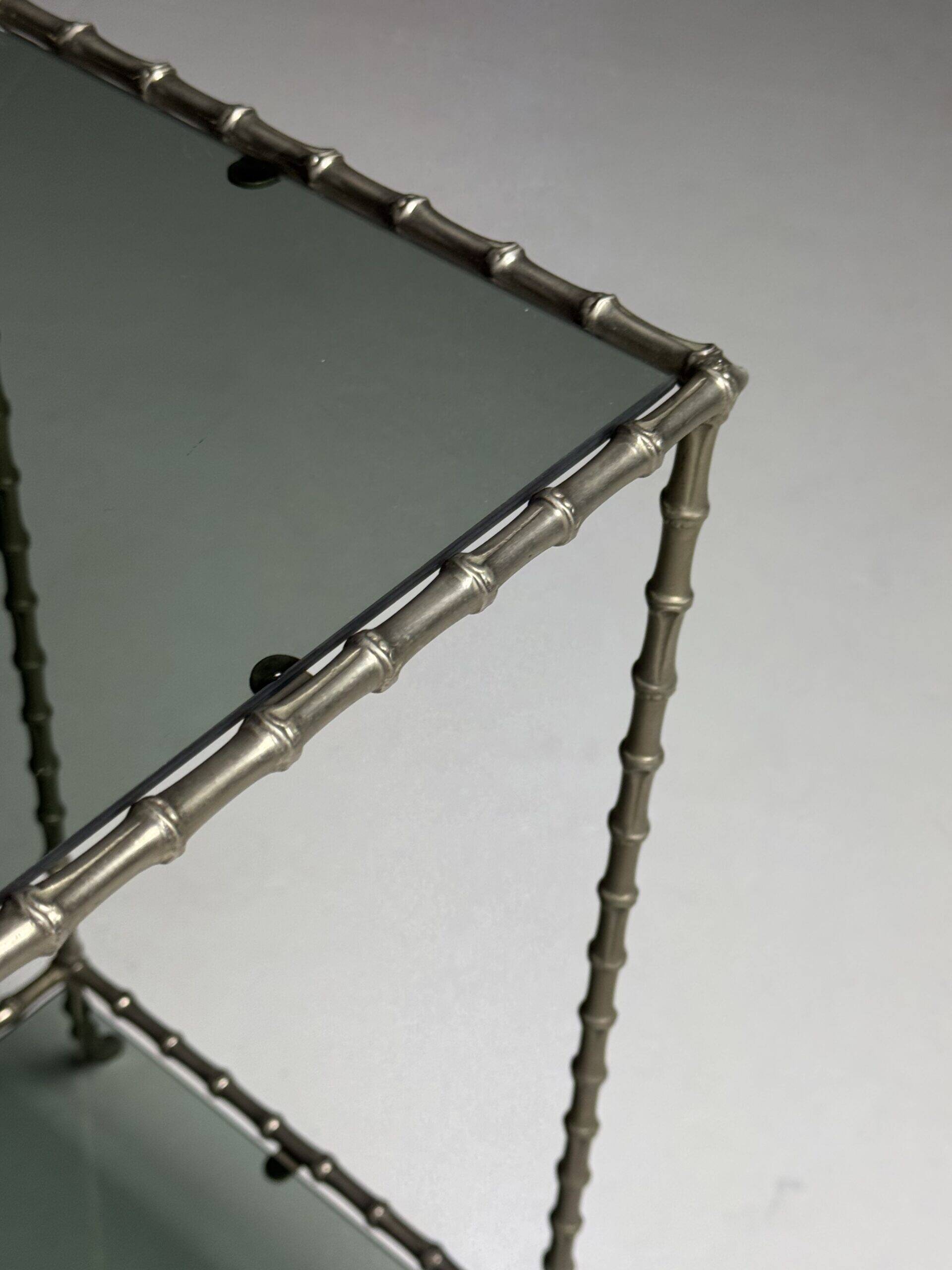 Faux bamboo side table metal