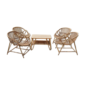 Vintage rattan lounge 1960