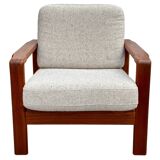 Vintage Scandinavian armchair in teak and wool - 1960s