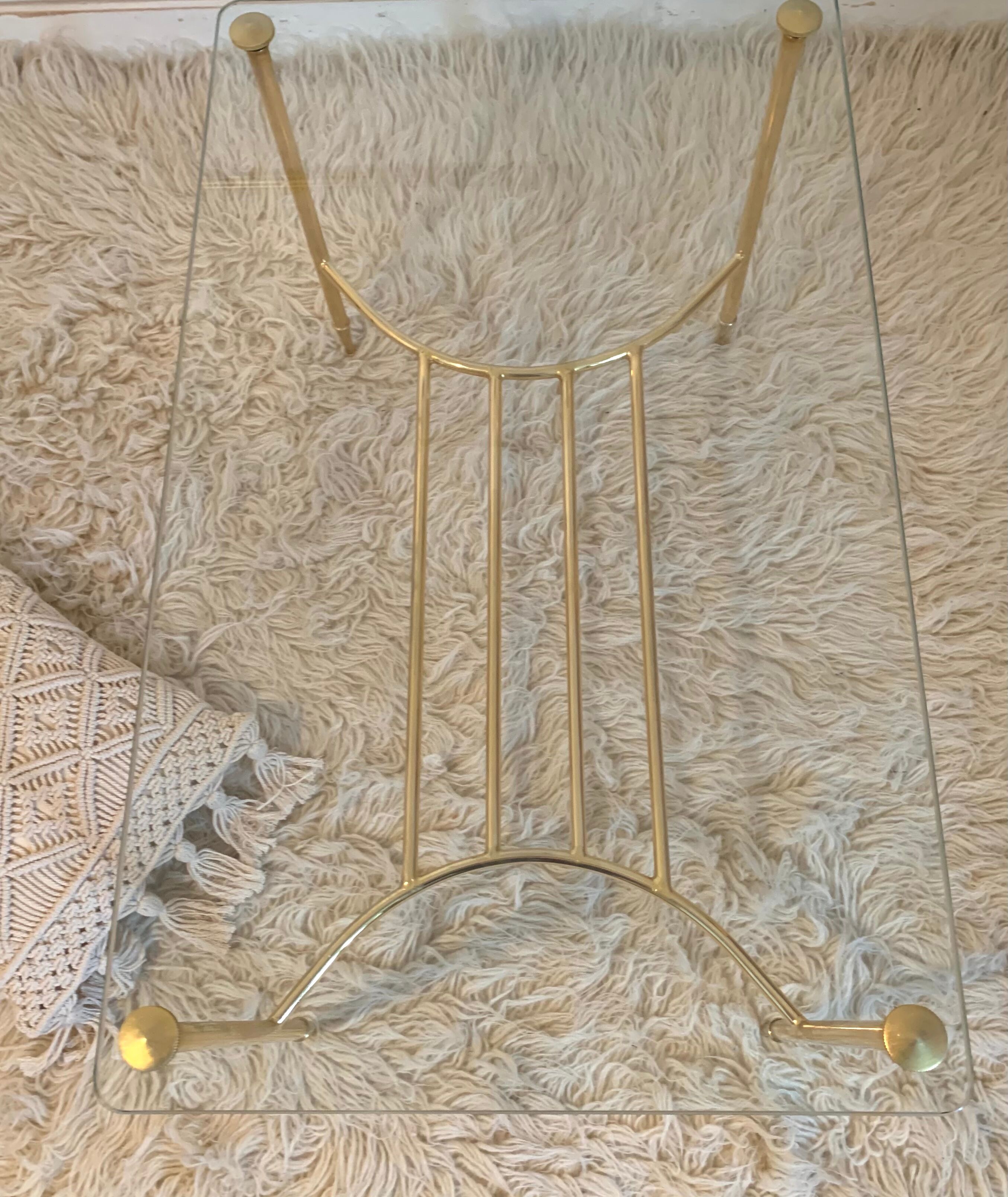 Table coffee glass and gold metal 1980