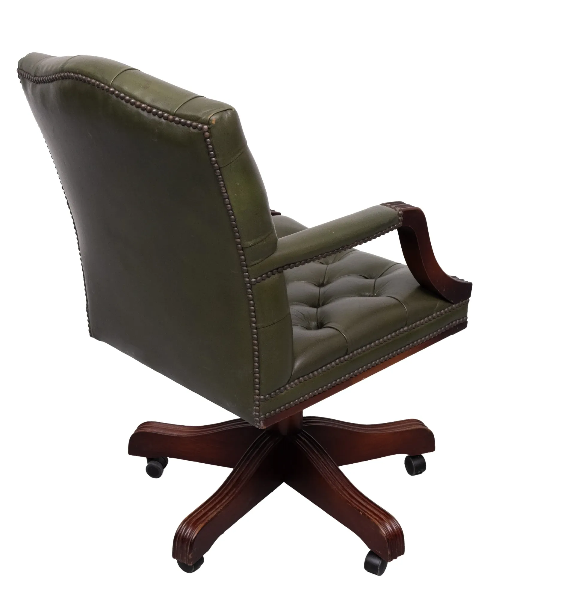 Chesterfield Green tufted Leather desk chair by Wade England 1960s
