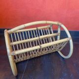 1960s rattan magazine rack