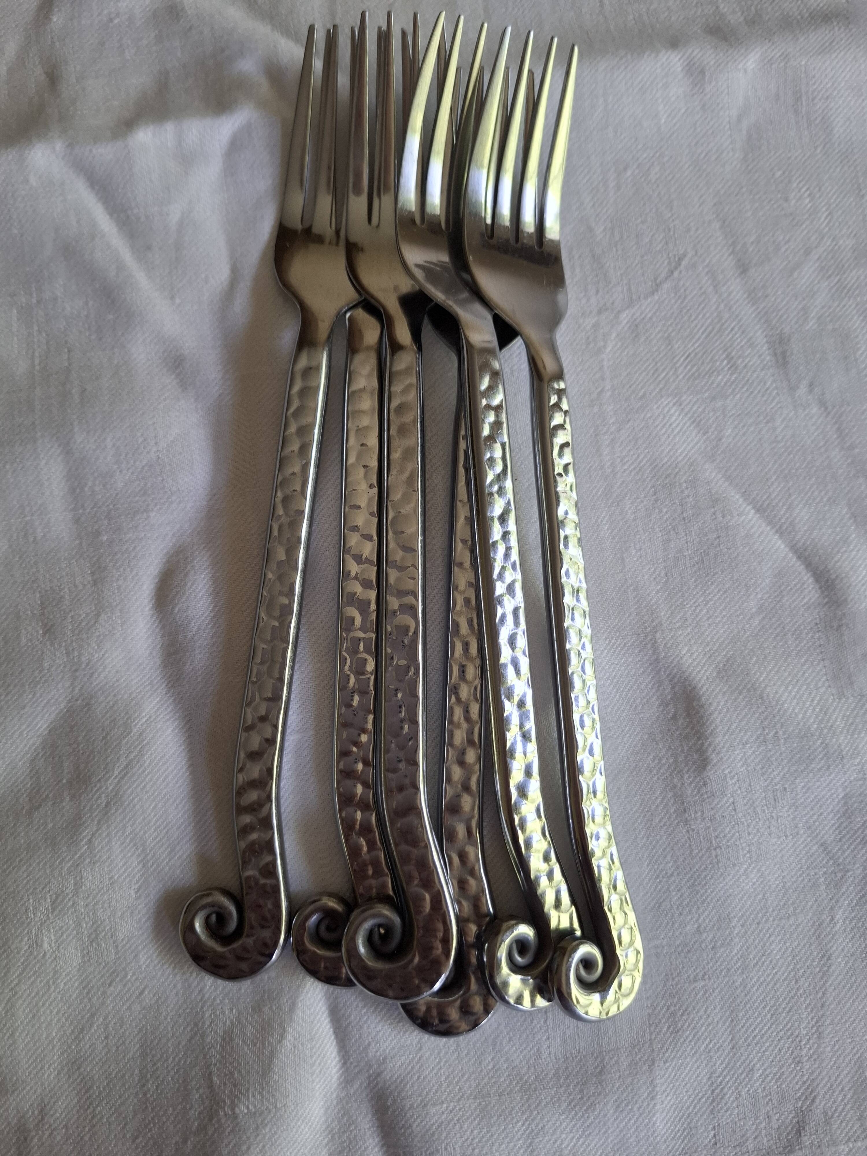 couverts 6 personnes vintage inox spirale martelé