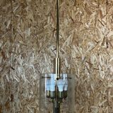 60s 70s Chandelier Huge Chandelier Pendant Lamp Limburg Glass & Chrome Design