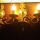 2 "Metra.F" gold-coloured metal flame wall appliques, steerable branch