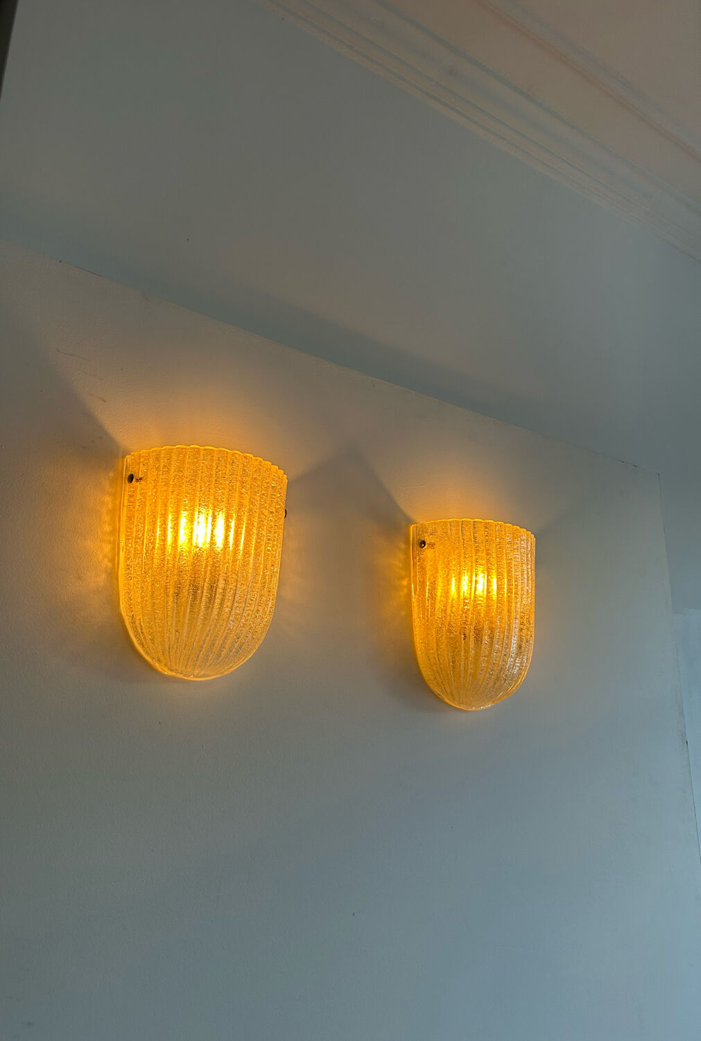Pair of vintage murano wall lamps, zonca italy 1970