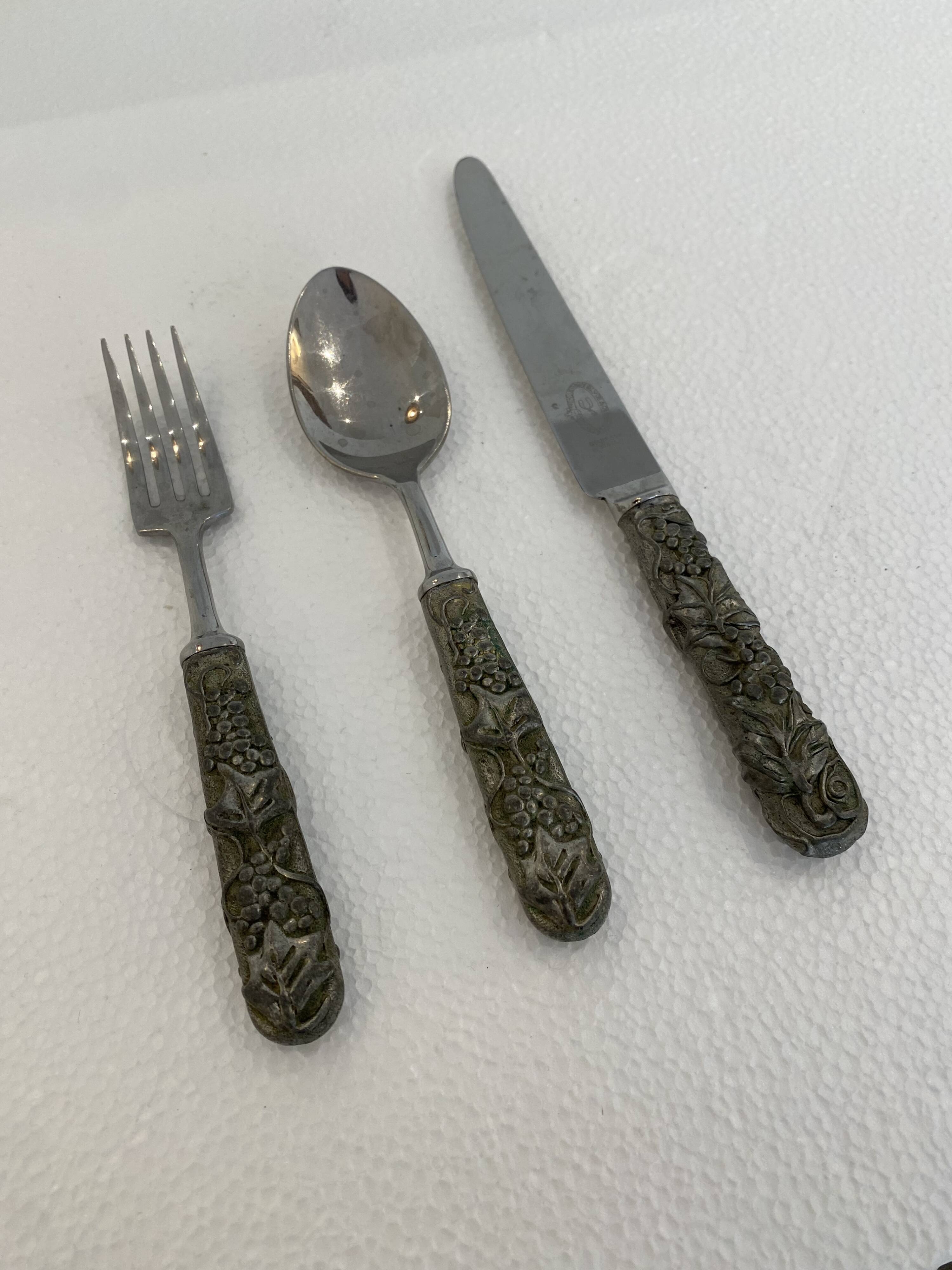 Stainless Steel Set of Knife Fork and Spoon Edwin Blyde & Co, 1950s