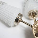 Pair of brass and glass wall lights 1960