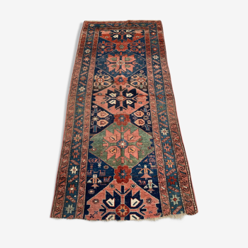 Tapis ancien persan kurde tribal 124x268 cm