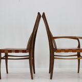 2001 set of walnut and leather dining chairs, set of 6