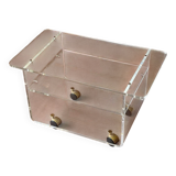 Table basse, meuble d’appoint sur roulette en Plexiglas  1970