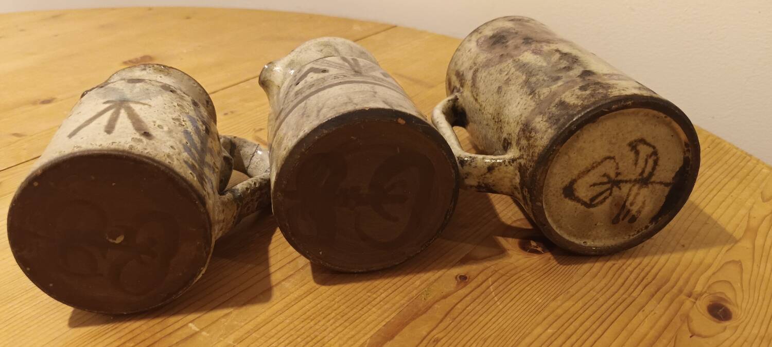 Set of 2 pots and 1 ceramic mug by Gustave RAYNAUD