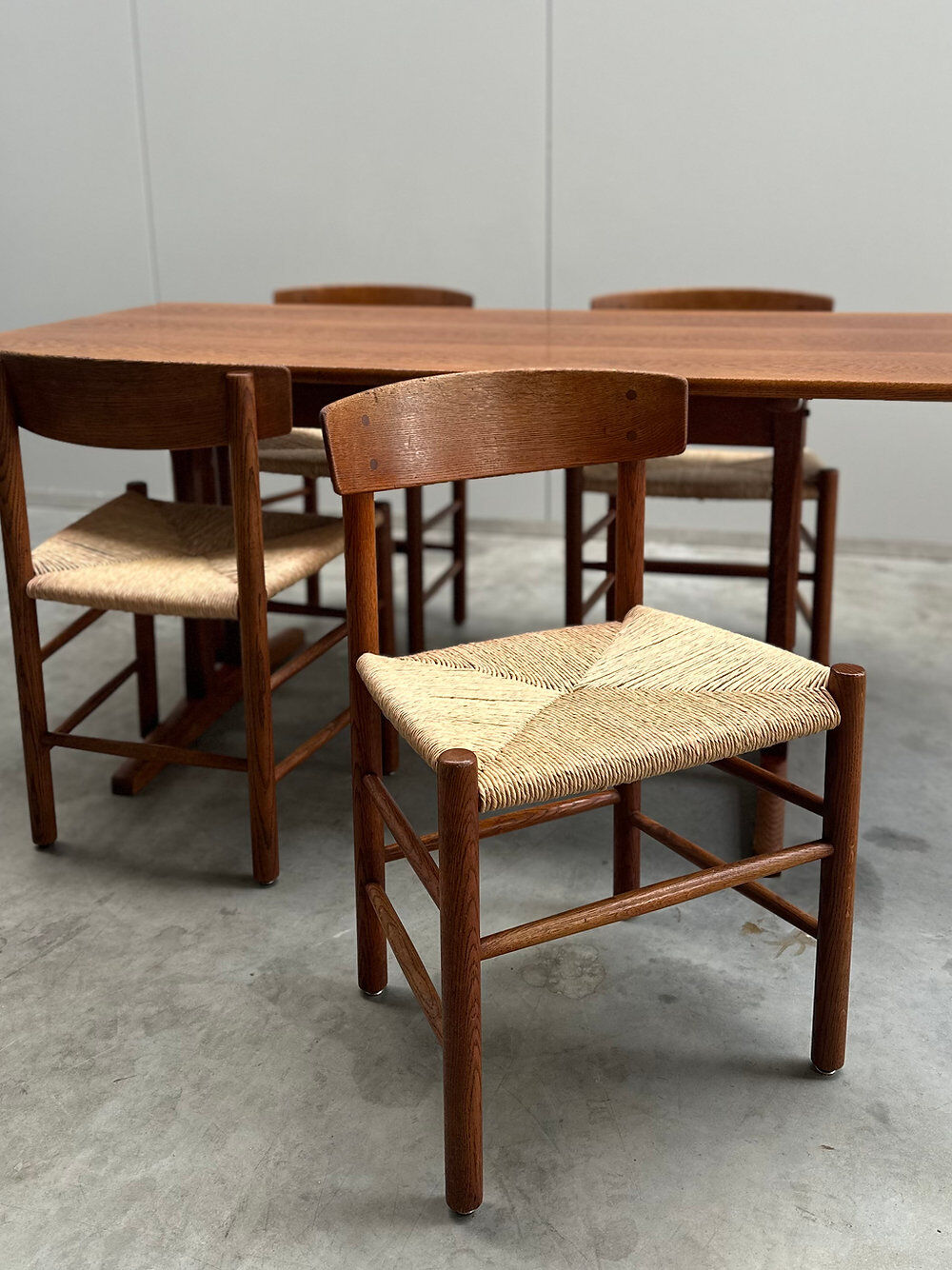4 'J39' chairs and 'C18' shaker table, Børge Mogensen, FDB Møbler, Denmark
